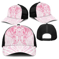 Aotearoa Kowhaiwhai Poutama Pink Motif Baseball Net Cap LT9 - Polynesian Pride