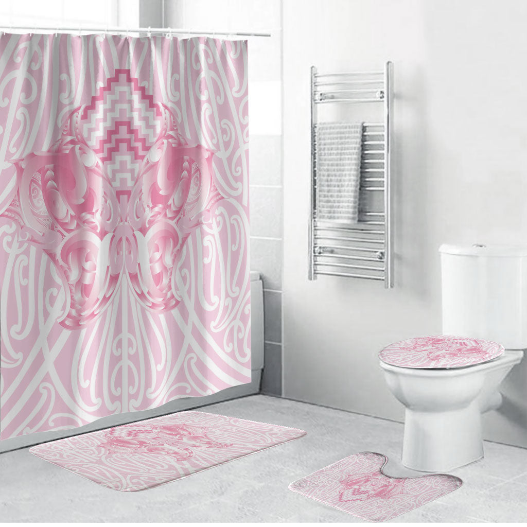Aotearoa Kowhaiwhai Poutama Pink Motif Bathroom Set LT9 Bathroom Set (4 pcs) Pink - Polynesian Pride