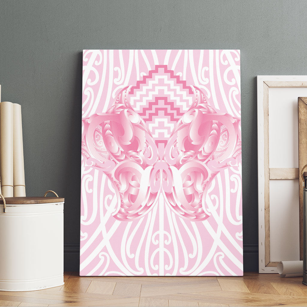 Aotearoa Kowhaiwhai Poutama Pink Motif Canvas Wall Art LT9 - Polynesian Pride
