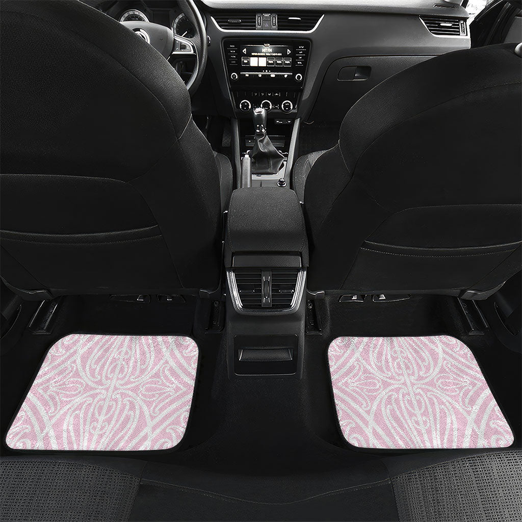 Aotearoa Kowhaiwhai Poutama Pink Motif Car Mats LT9 Set 2pcs - Back Pink - Polynesian Pride