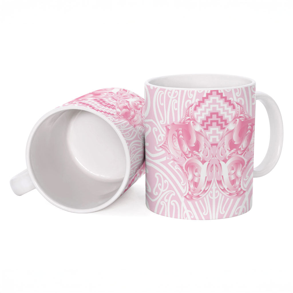 Aotearoa Kowhaiwhai Poutama Pink Motif Ceramic Mug LT9 - Polynesian Pride