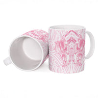 Aotearoa Kowhaiwhai Poutama Pink Motif Ceramic Mug LT9 - Polynesian Pride