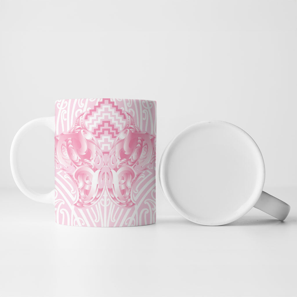 Aotearoa Kowhaiwhai Poutama Pink Motif Ceramic Mug LT9 - Polynesian Pride