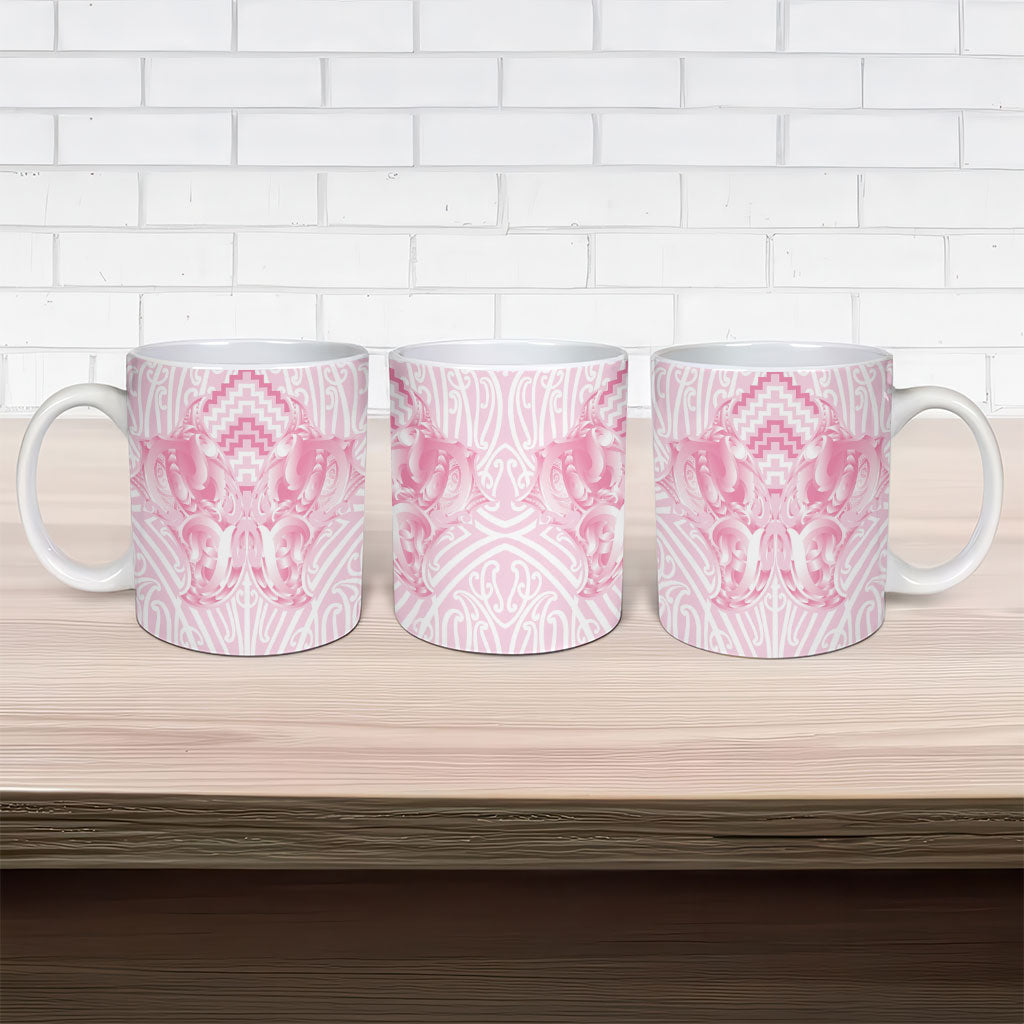 Aotearoa Kowhaiwhai Poutama Pink Motif Ceramic Mug LT9 - Polynesian Pride