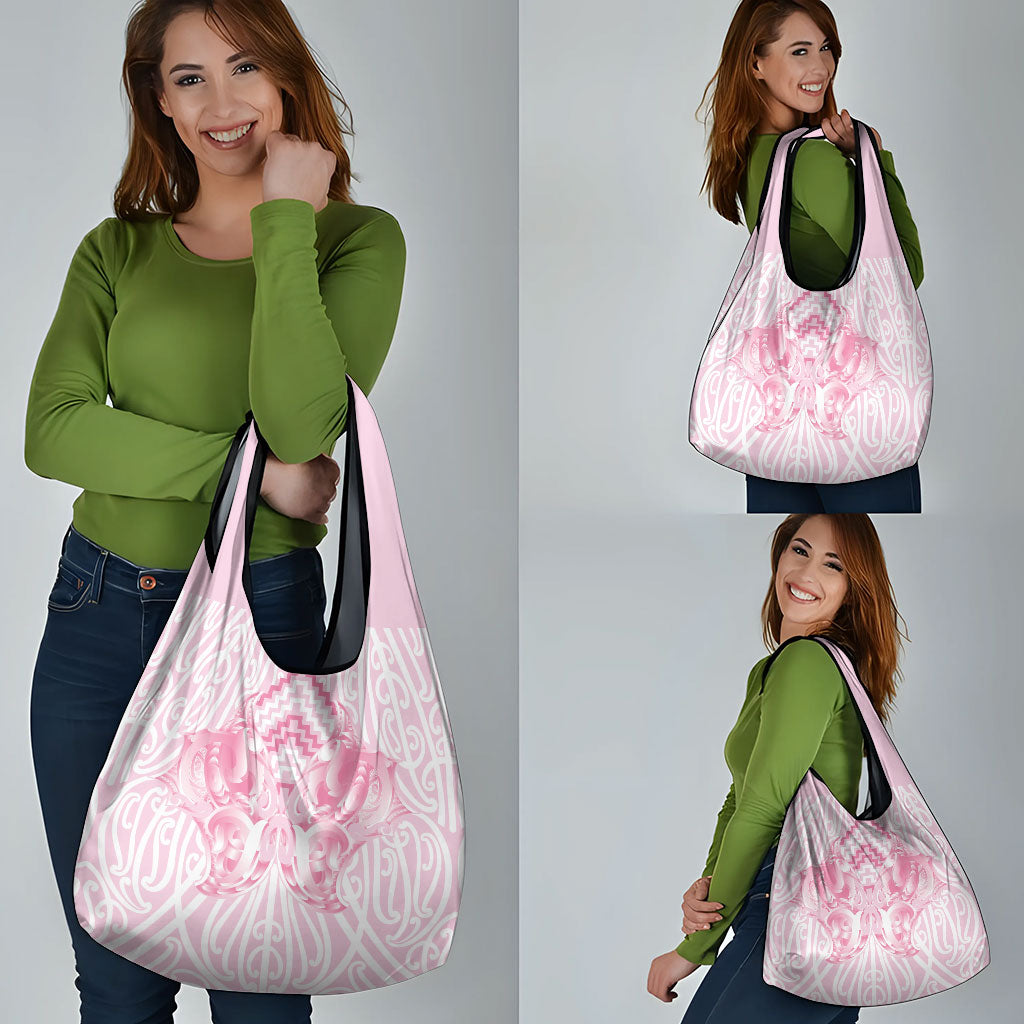 Aotearoa Kowhaiwhai Poutama Pink Motif Grocery Bag LT9 - Polynesian Pride