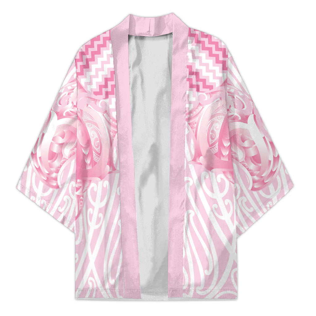 Aotearoa Kowhaiwhai Poutama Pink Motif Kimono LT9 Unisex Pink - Polynesian Pride