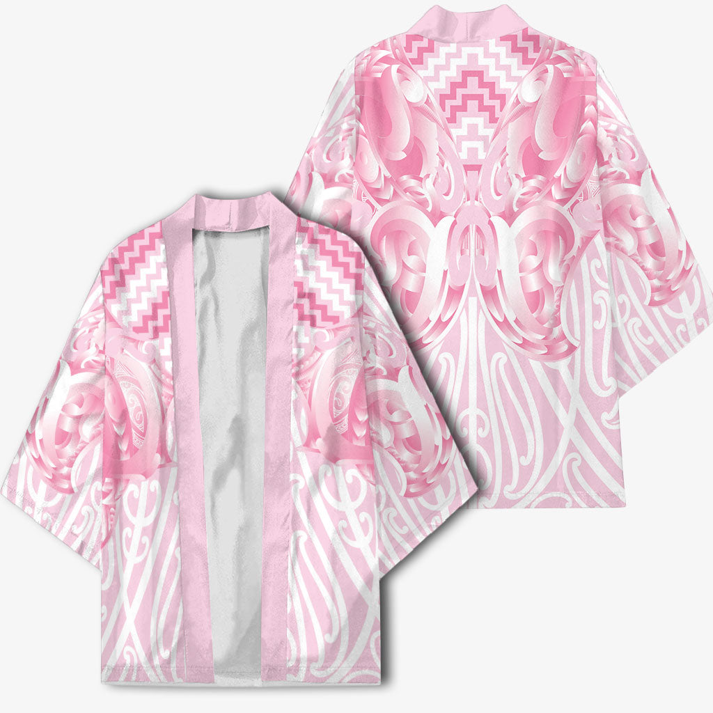 Aotearoa Kowhaiwhai Poutama Pink Motif Kimono LT9 - Polynesian Pride