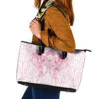 Aotearoa Kowhaiwhai Poutama Pink Motif Leather Tote Bag LT9 Pink - Polynesian Pride