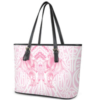 Aotearoa Kowhaiwhai Poutama Pink Motif Leather Tote Bag LT9 - Polynesian Pride