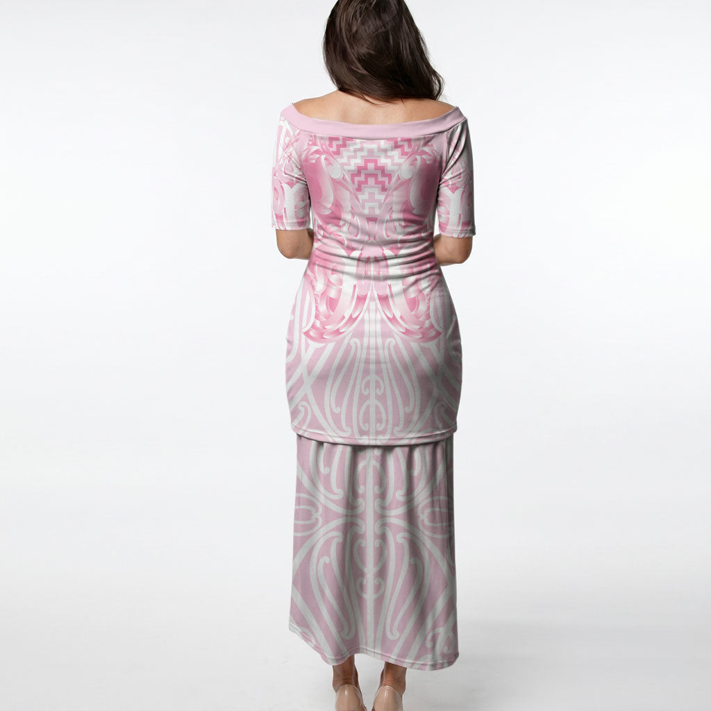 Aotearoa Kowhaiwhai Poutama Pink Motif Puletasi LT9 - Polynesian Pride