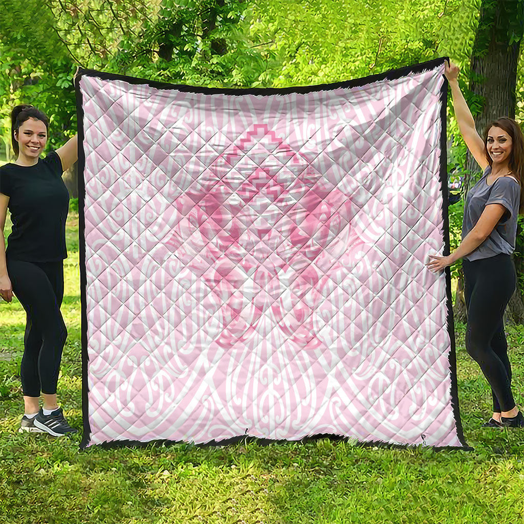 Aotearoa Kowhaiwhai Poutama Pink Motif Quilt LT9 - Polynesian Pride