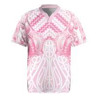 Aotearoa Kowhaiwhai Poutama Pink Motif Rugby Jersey LT9 Pink - Polynesian Pride