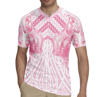 Aotearoa Kowhaiwhai Poutama Pink Motif Rugby Jersey LT9 - Polynesian Pride