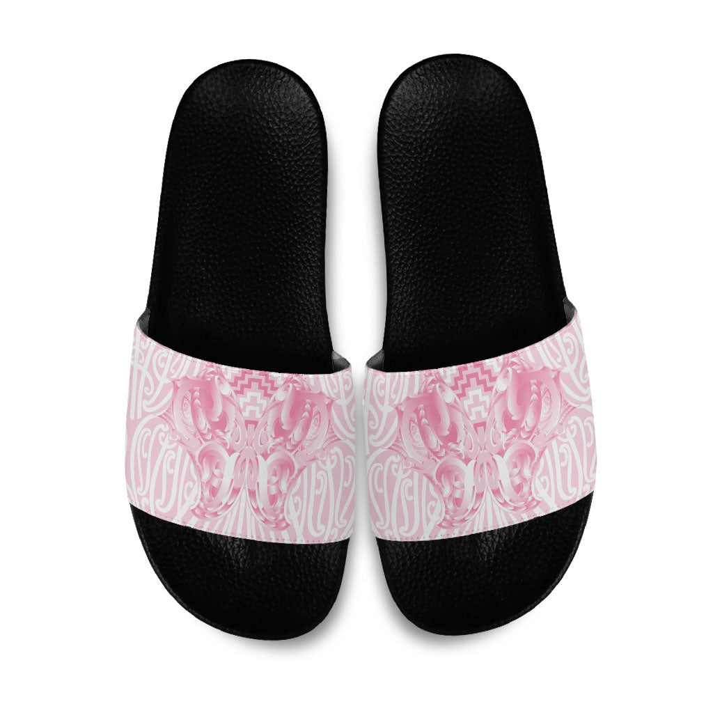 Aotearoa Kowhaiwhai Poutama Pink Motif Slide Sandals LT9 Pink - Polynesian Pride