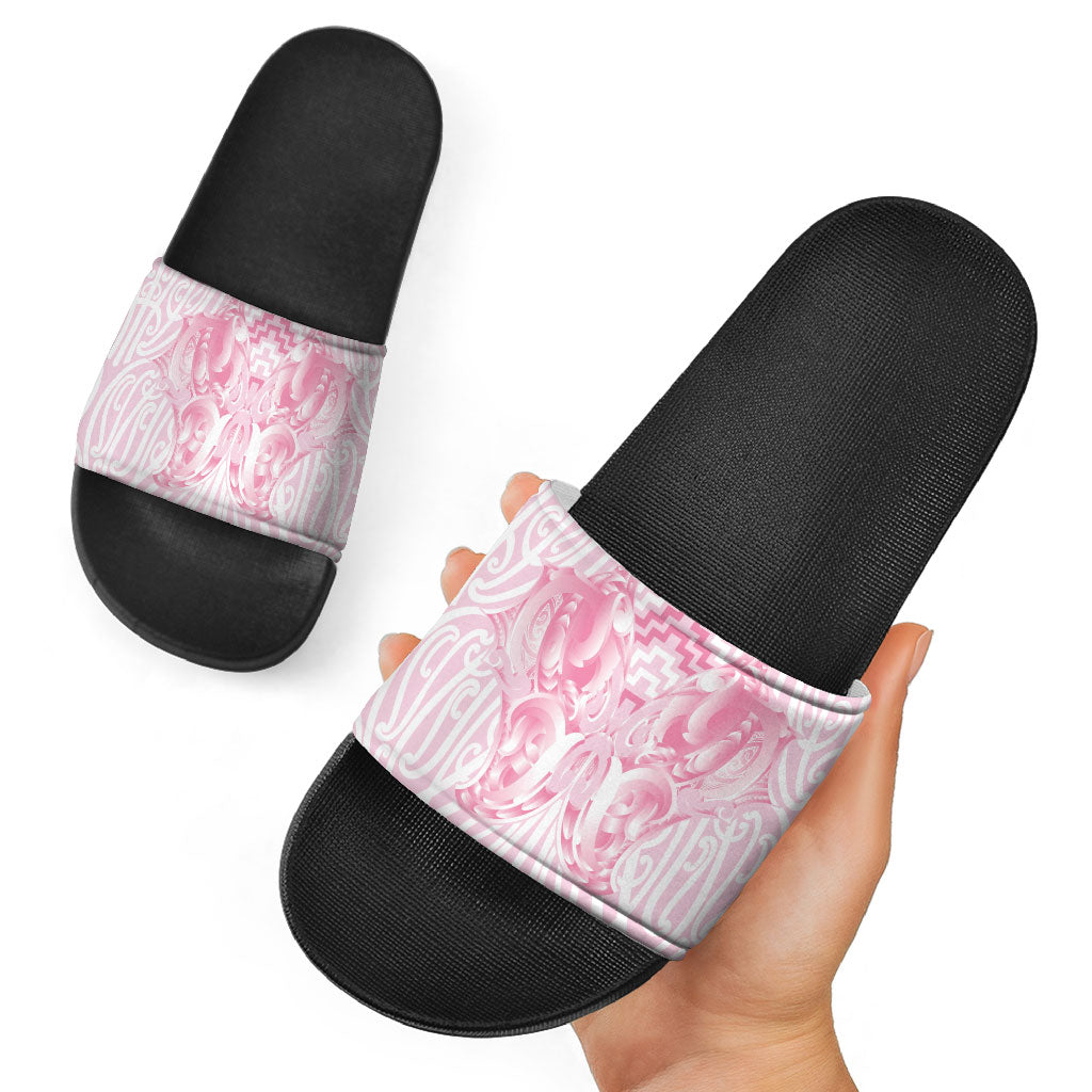 Aotearoa Kowhaiwhai Poutama Pink Motif Slide Sandals LT9 - Polynesian Pride