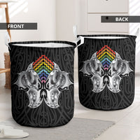 Aotearoa Kowhaiwhai Poutama Rainbow Motif Laundry Basket LT9 - Polynesian Pride