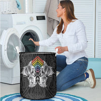 Aotearoa Kowhaiwhai Poutama Rainbow Motif Laundry Basket LT9 - Polynesian Pride