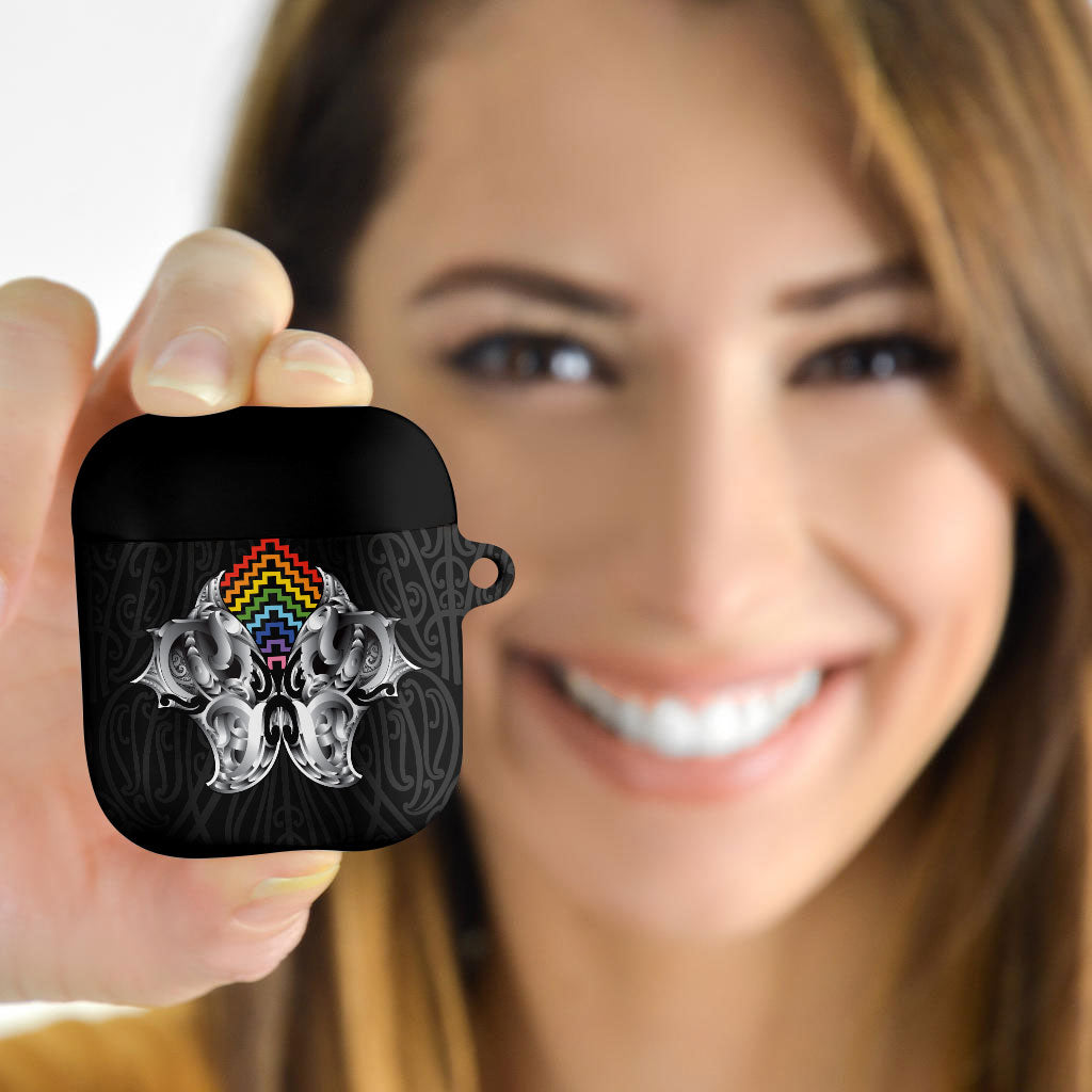 Aotearoa Kowhaiwhai Poutama Rainbow Motif AirPods Case LT9 - Polynesian Pride