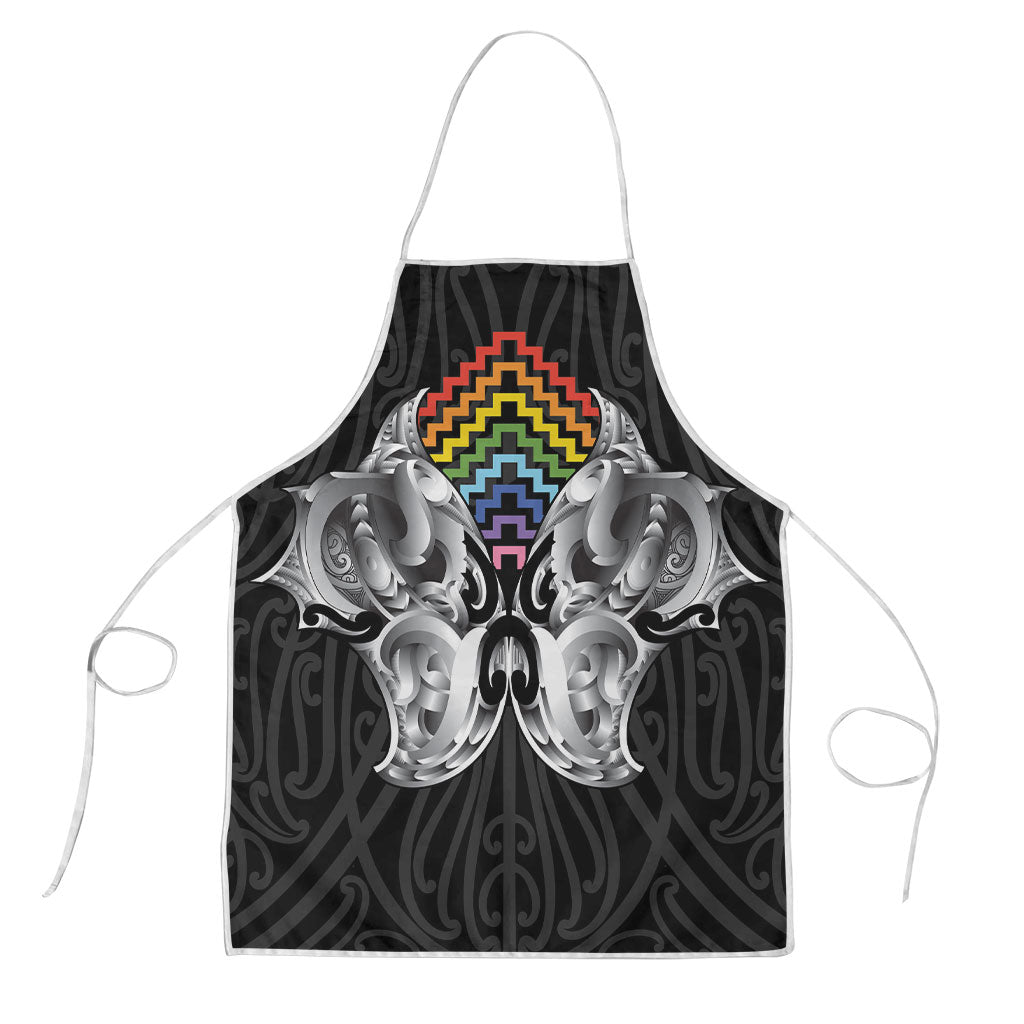 Aotearoa Kowhaiwhai Poutama Rainbow Motif Apron LT9 Rainbow - Polynesian Pride