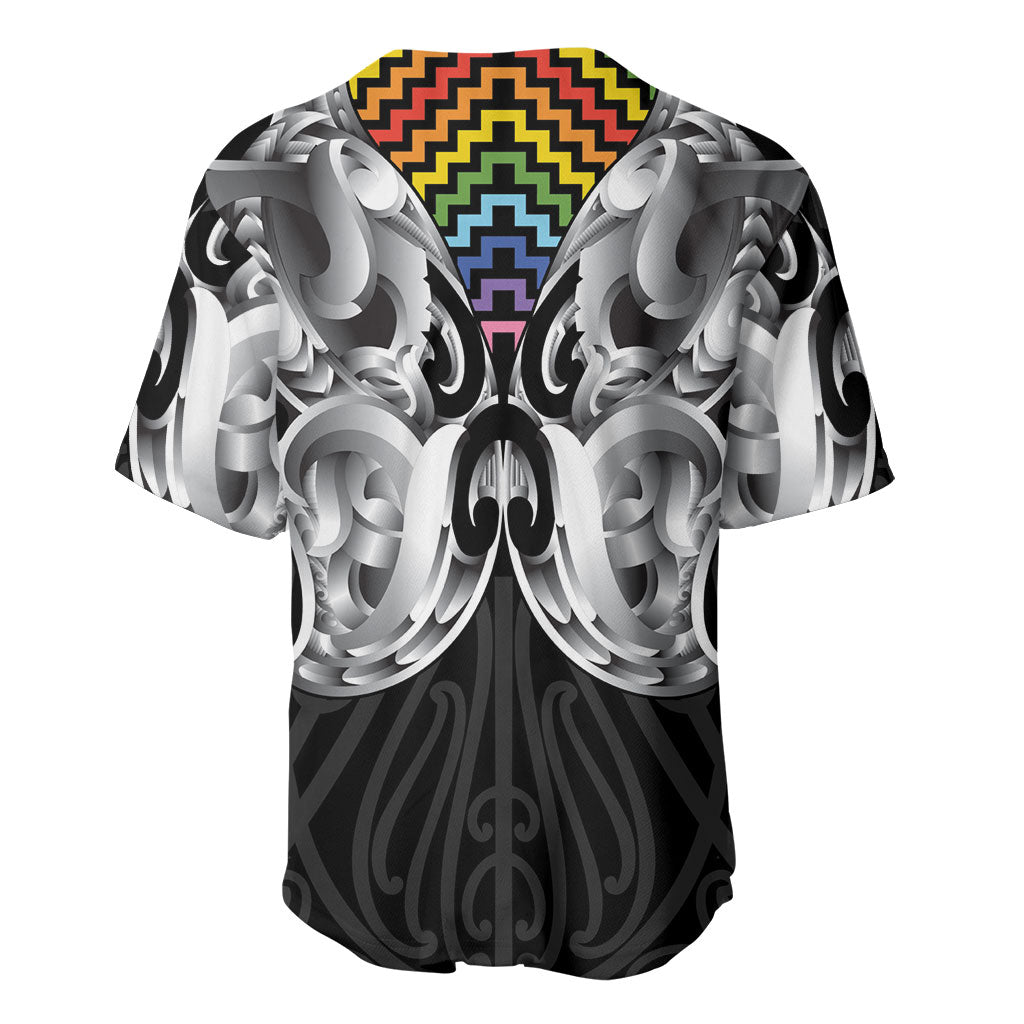 Aotearoa Kowhaiwhai Poutama Rainbow Motif Baseball Jersey LT9 - Polynesian Pride