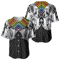 Aotearoa Kowhaiwhai Poutama Rainbow Motif Baseball Jersey LT9 - Polynesian Pride