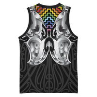Aotearoa Kowhaiwhai Poutama Rainbow Motif Basketball Jersey LT9 - Polynesian Pride