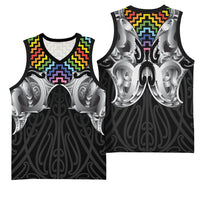 Aotearoa Kowhaiwhai Poutama Rainbow Motif Basketball Jersey LT9 - Polynesian Pride