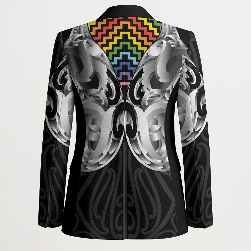 Aotearoa Kowhaiwhai Poutama Rainbow Motif Blazer LT9 - Polynesian Pride