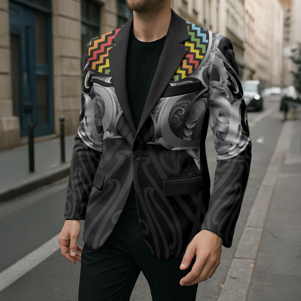 Aotearoa Kowhaiwhai Poutama Rainbow Motif Blazer LT9 - Polynesian Pride