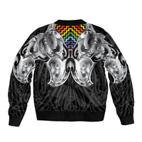 Aotearoa Kowhaiwhai Poutama Rainbow Motif Bomber Jacket LT9 - Polynesian Pride