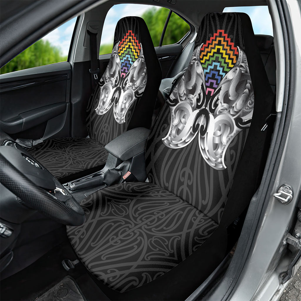 Aotearoa Kowhaiwhai Poutama Rainbow Motif Car Seat Cover LT9 - Polynesian Pride