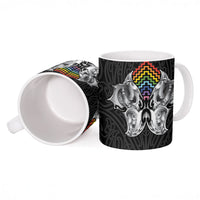 Aotearoa Kowhaiwhai Poutama Rainbow Motif Ceramic Mug LT9 - Polynesian Pride