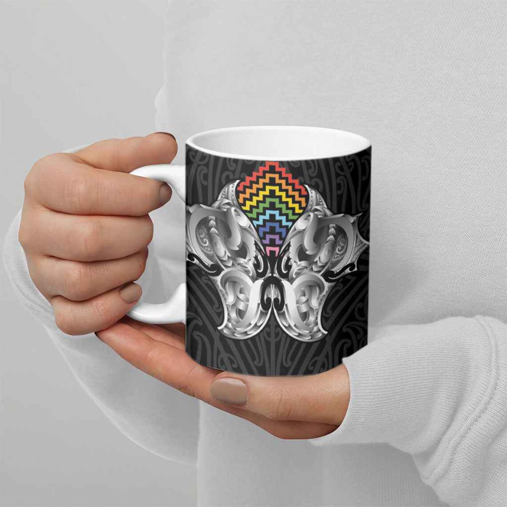 Aotearoa Kowhaiwhai Poutama Rainbow Motif Ceramic Mug LT9 - Polynesian Pride