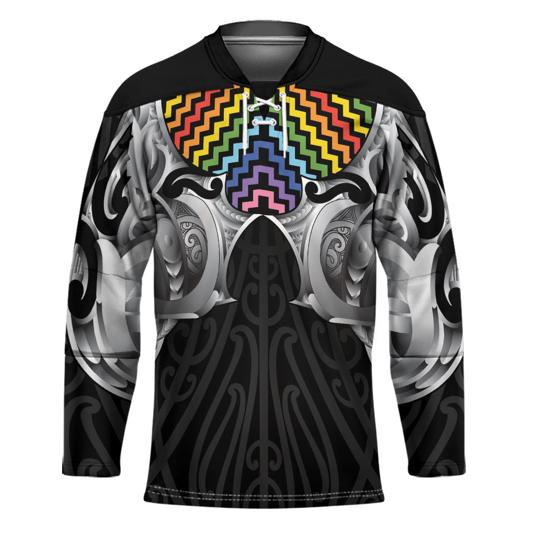 Aotearoa Kowhaiwhai Poutama Rainbow Motif Hockey Jersey LT9 Unisex Rainbow - Polynesian Pride