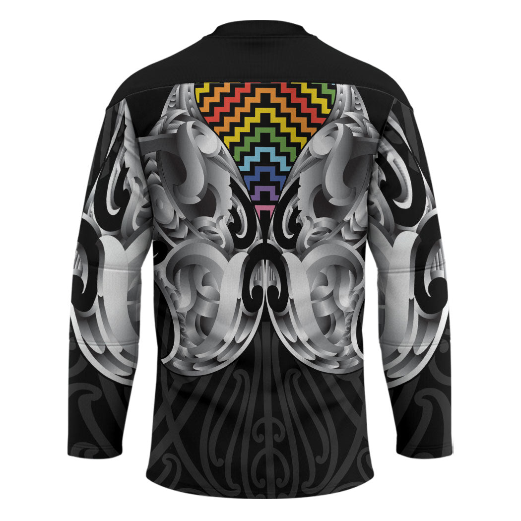 Aotearoa Kowhaiwhai Poutama Rainbow Motif Hockey Jersey LT9 - Polynesian Pride