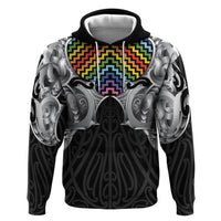 Aotearoa Kowhaiwhai Poutama Rainbow Motif Hoodie LT9 Pullover Hoodie Rainbow - Polynesian Pride