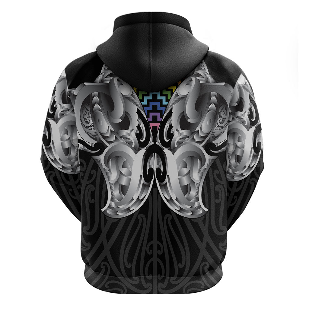 Aotearoa Kowhaiwhai Poutama Rainbow Motif Hoodie LT9 - Polynesian Pride