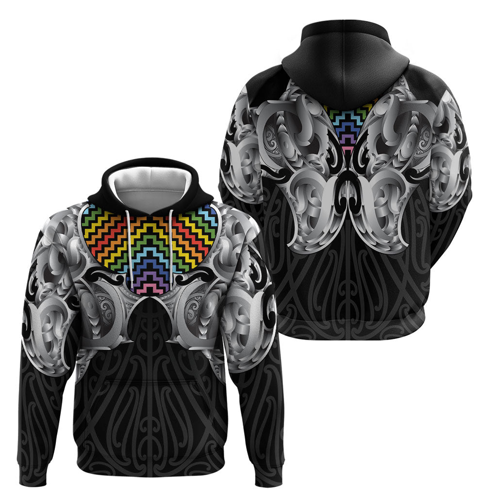 Aotearoa Kowhaiwhai Poutama Rainbow Motif Hoodie LT9 - Polynesian Pride