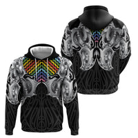 Aotearoa Kowhaiwhai Poutama Rainbow Motif Hoodie LT9 - Polynesian Pride