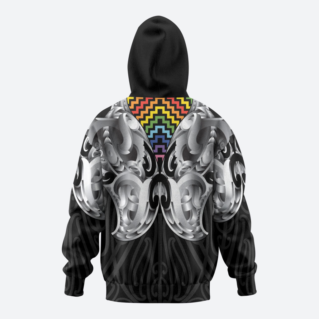 Aotearoa Kowhaiwhai Poutama Rainbow Motif Hoodie LT9 - Polynesian Pride