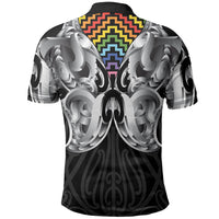 Aotearoa Kowhaiwhai Poutama Rainbow Motif Polo Shirt LT9 - Polynesian Pride