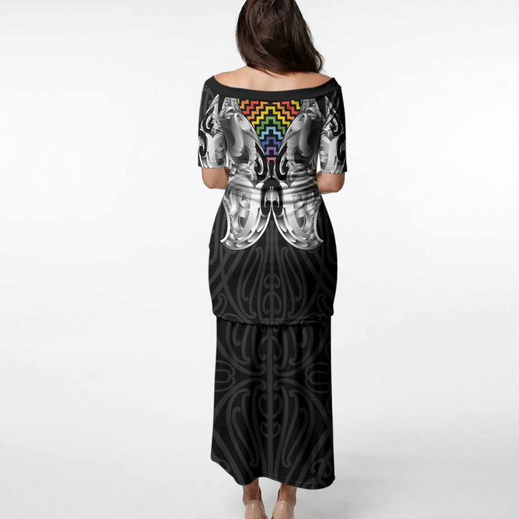 Aotearoa Kowhaiwhai Poutama Rainbow Motif Puletasi LT9 - Polynesian Pride