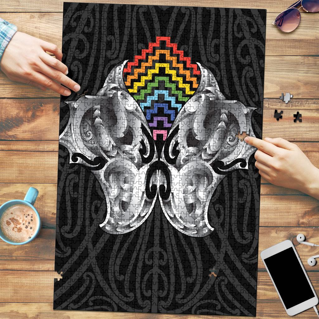 Aotearoa Kowhaiwhai Poutama Rainbow Motif Puzzle LT9 Rainbow - Polynesian Pride