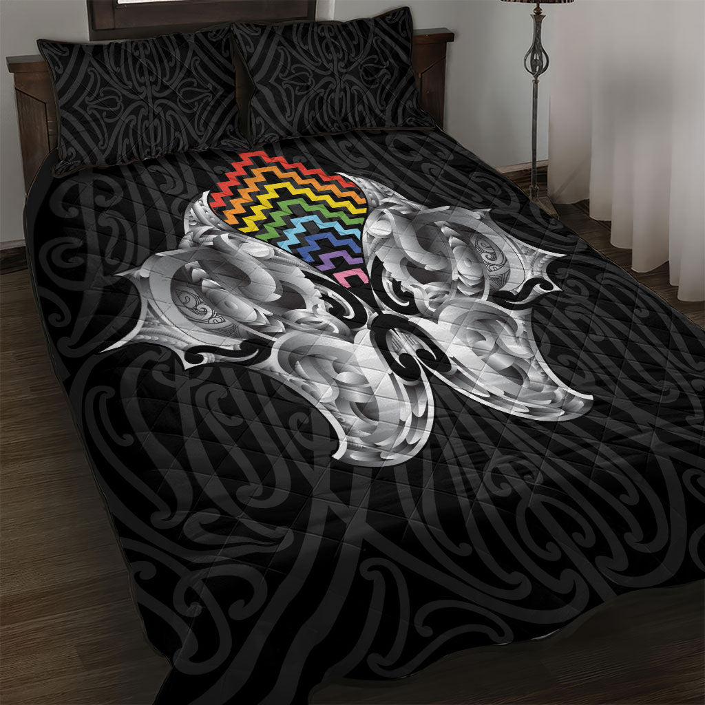Aotearoa Kowhaiwhai Poutama Rainbow Motif Quilt Bed Set LT9 Rainbow - Polynesian Pride