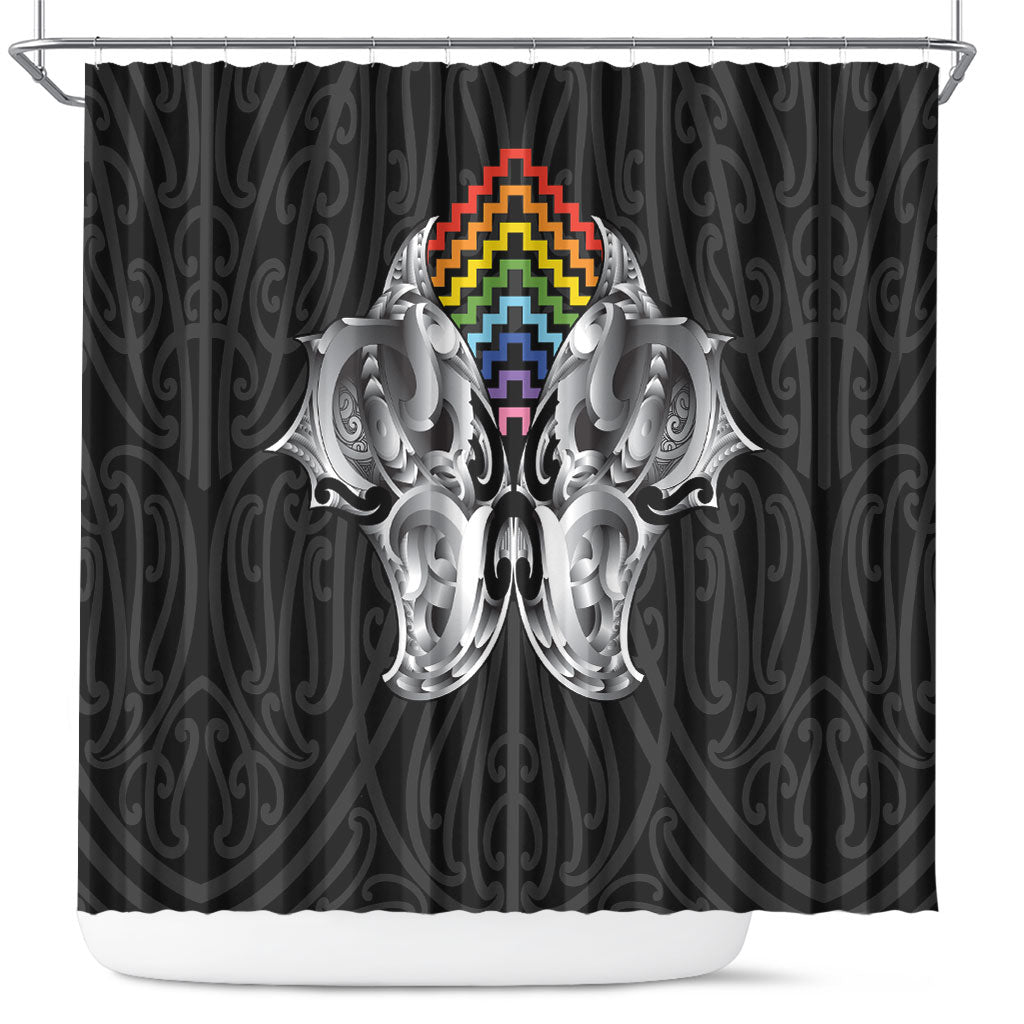Aotearoa Kowhaiwhai Poutama Rainbow Motif Shower Curtain LT9 Rainbow - Polynesian Pride