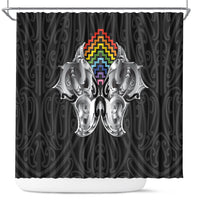 Aotearoa Kowhaiwhai Poutama Rainbow Motif Shower Curtain LT9 Rainbow - Polynesian Pride