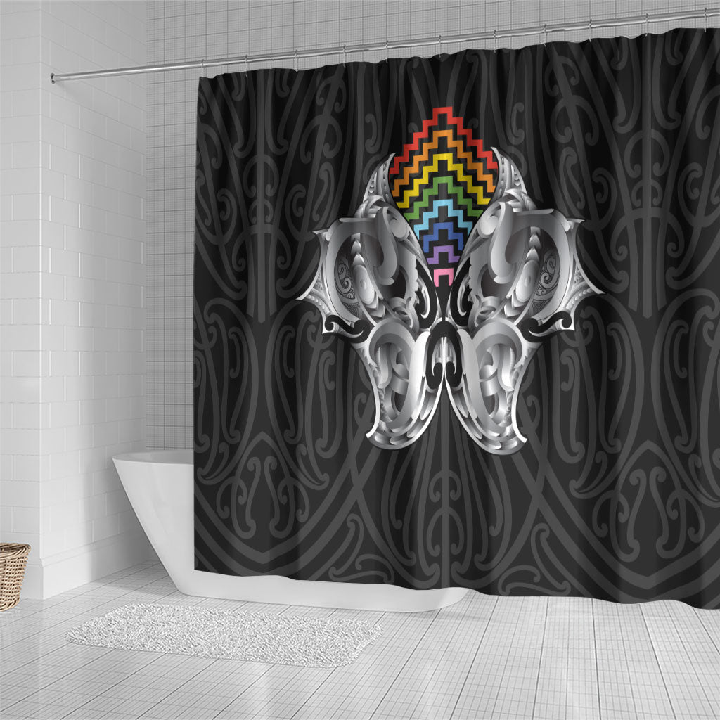 Aotearoa Kowhaiwhai Poutama Rainbow Motif Shower Curtain LT9 - Polynesian Pride