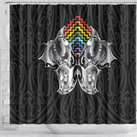 Aotearoa Kowhaiwhai Poutama Rainbow Motif Shower Curtain LT9 - Polynesian Pride