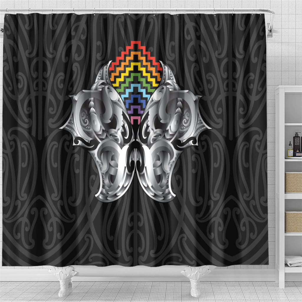Aotearoa Kowhaiwhai Poutama Rainbow Motif Shower Curtain LT9 - Polynesian Pride