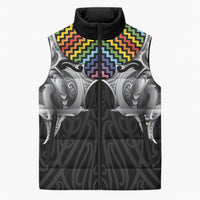 Aotearoa Kowhaiwhai Poutama Rainbow Motif Sleeveless Puffer Jacket LT9 Unisex Rainbow - Polynesian Pride